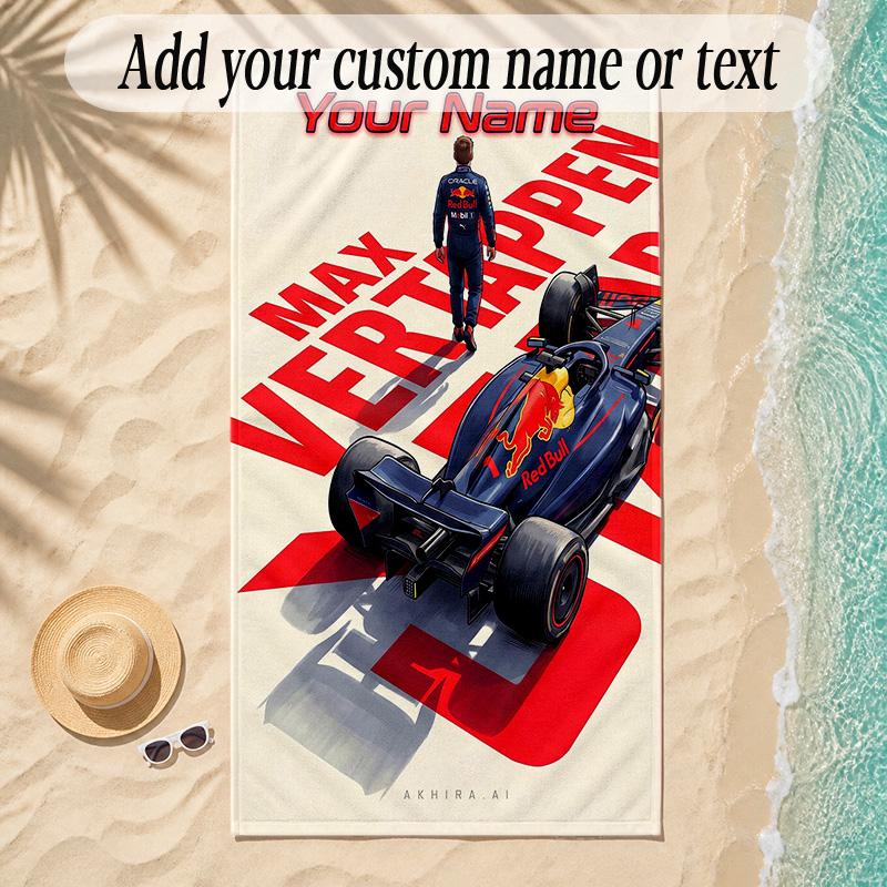 Beach TowelMax Verstappen Custom Name Text Personalized Soft Towel for Beach Pool Indoor Home Decor Gift