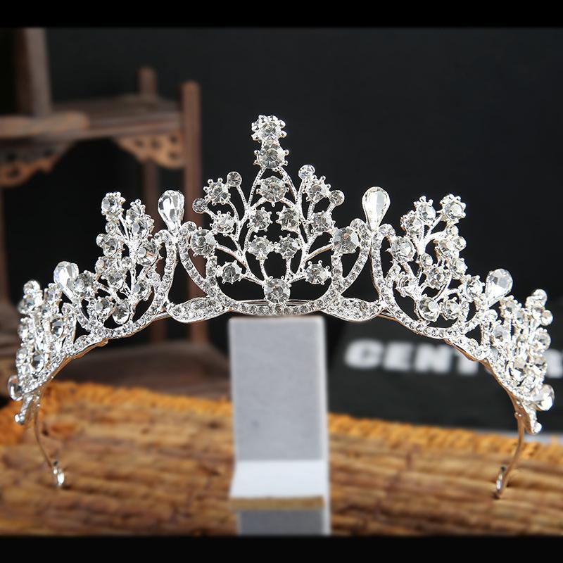 Bridal Alloy Rhinestone Crown Headdress New Baroque Crown Wedding Gauze Accessories Korean Jewelry Birthday Hair Accessories