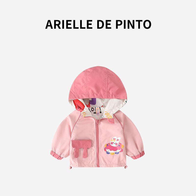 Французская девичья куртка Arielle De Pinto Осенняя мода Стильная Мультяшная Удобная Детская Двусторонняя одежда Модная Pink 140