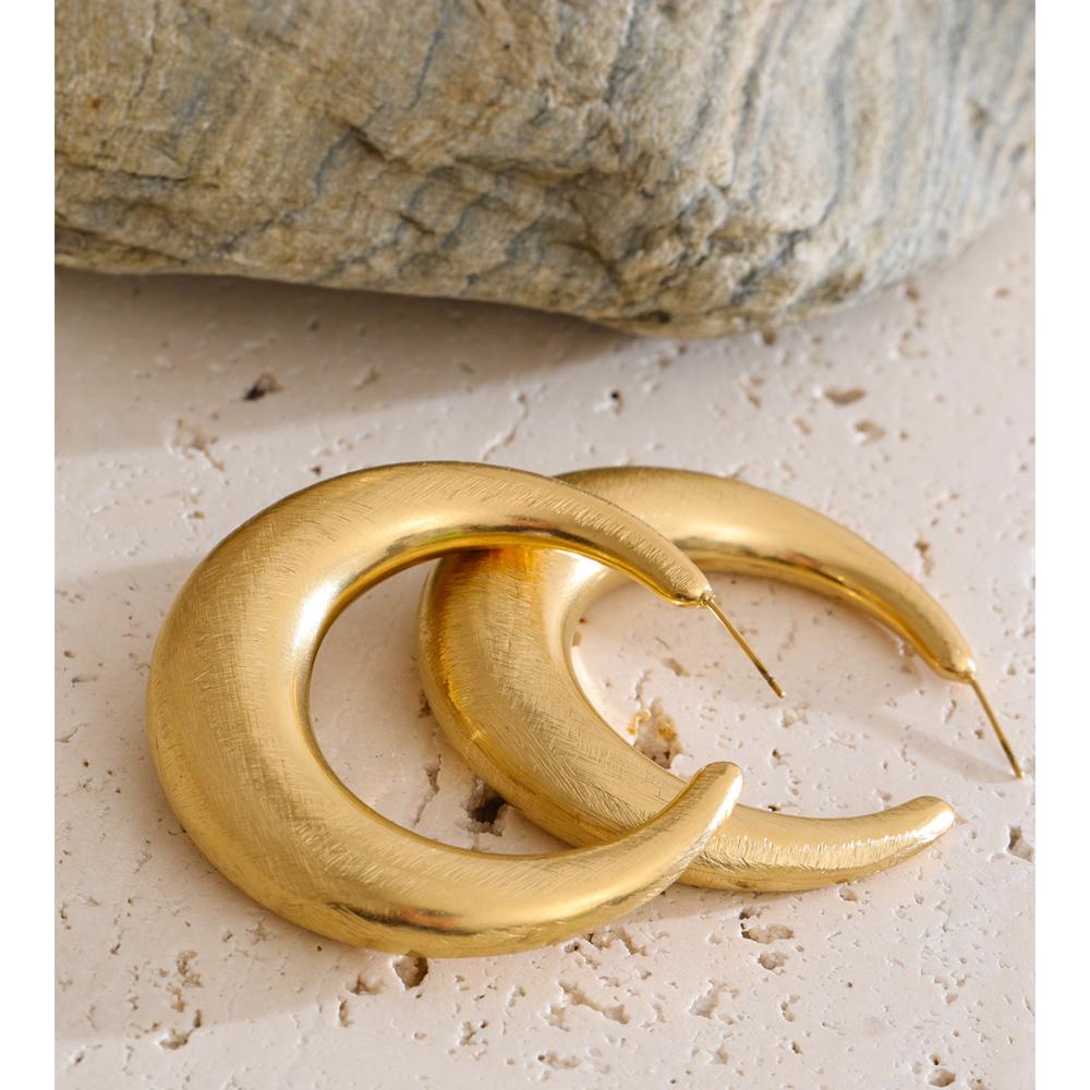 Eetit Daily Stainless Steel C Shape Huggie Earrings for All Occasions 18K Golden Plated Minimalist Versatile Casual Jewelry