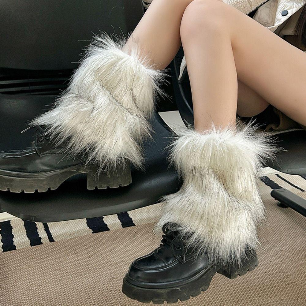 Y2k Imitation Fur Leg Warmers JK Winter Leg Covers Casual Long Stockings Girls