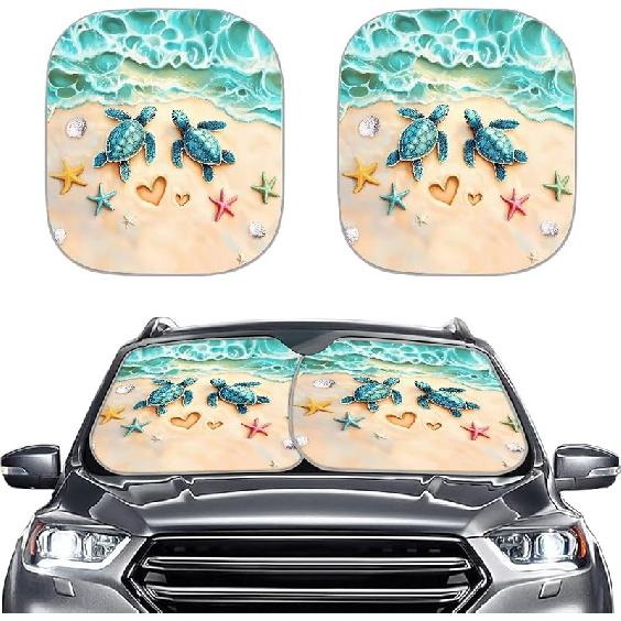 KEIAHUAN Customized Auto Front Window Visor Sun Shade Universal Windshield Sunshade for Car Truck SUV 2-Piece