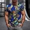Summer Men's 3D Printed Crew Neck T-Shirt Fashion Versatile Breathable Trend Casual