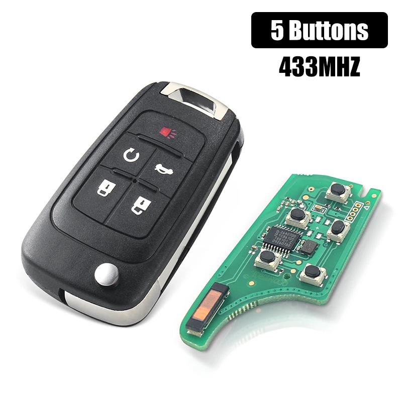 

5-кнопочный складной дистанционный ключ от машины, корпус 315/433 МГц ID46 чип HU100 замена лезвия для Chevrolet Cruze Camaro Lova Sail Aveo