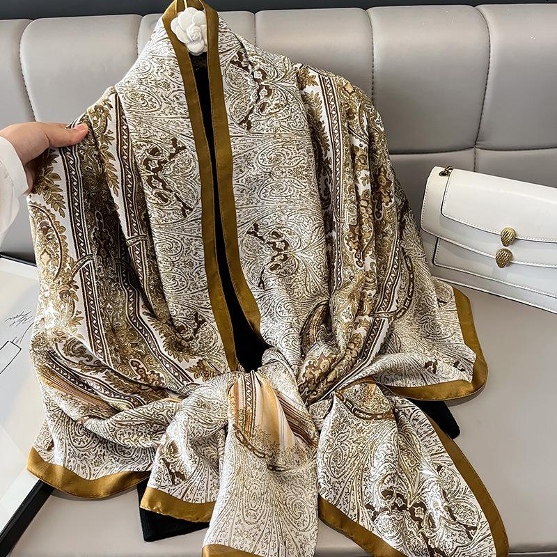 180X90Cm Luxury  Fashion Summer Women Soft Silk Scarves Female Shawl Foulard Ladies Muffler Beach Wrap Bandanna Pareo Beach