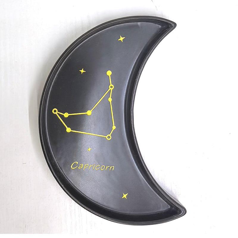 Customizable 12 Constellations Ceramic Plate: Incense Holder, Dessert & Jewelry Tray, Home Decor Gift 13*10*1.5 cm