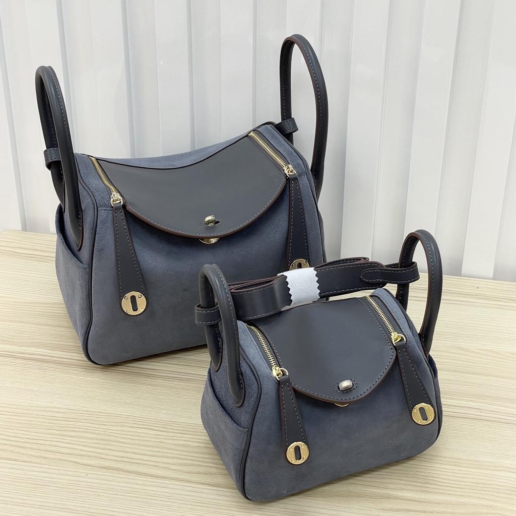 Autumn and Winter New Matte Leather LD Bag Suede Splicing Cowhide Large-capacity Pillow Handbag Women's Shoulder Doctor Bag