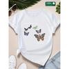 European Sizes Women's Butterfly Graphic Cotton T-Shirt - Casual Short Sleeve Crew Neck Tee with Inspirational Quote,