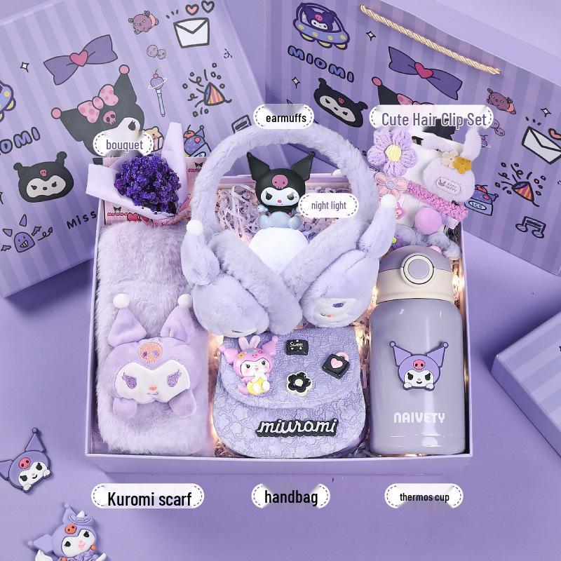 Set cadou de iarnă Kuromi: Eșarfe și Accesorii pentru Fete (Vârste 10-12)