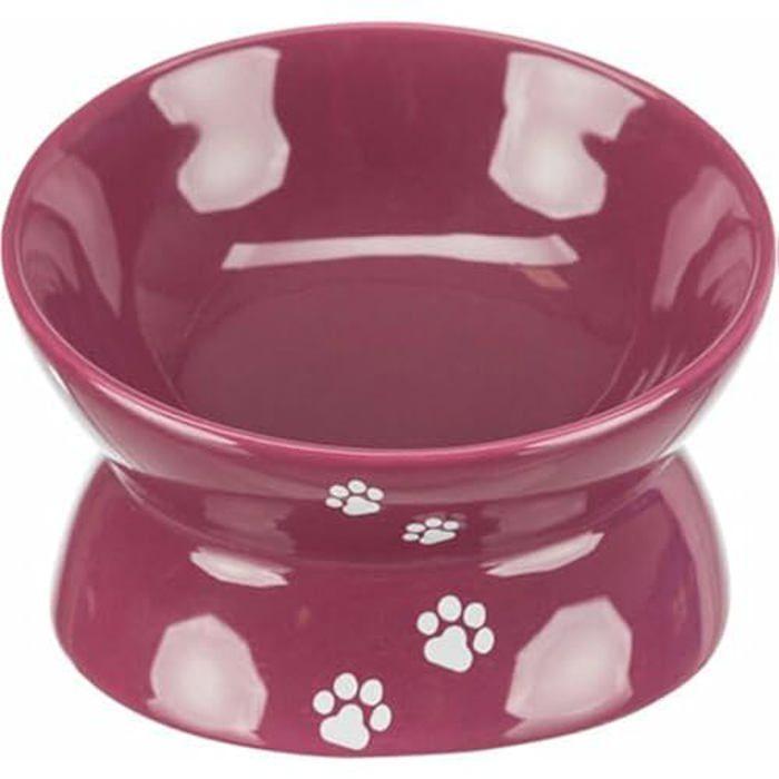 Bol Ergonomique - TRIXIE - Surélevé - Céramique Bordeaux - 0,15 L - Ø 13 Cm