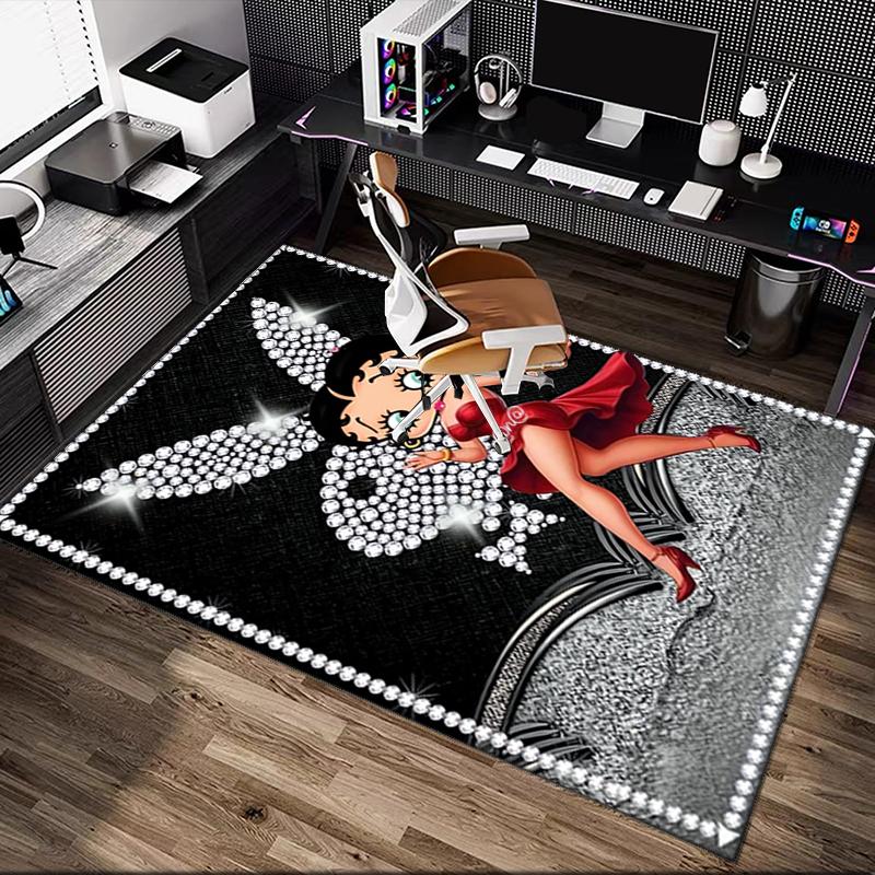 1pc Office Printed Area Carpet, Betty Boop Rug, Home Sofa Chair Mat For Christmas and Halloween Décor