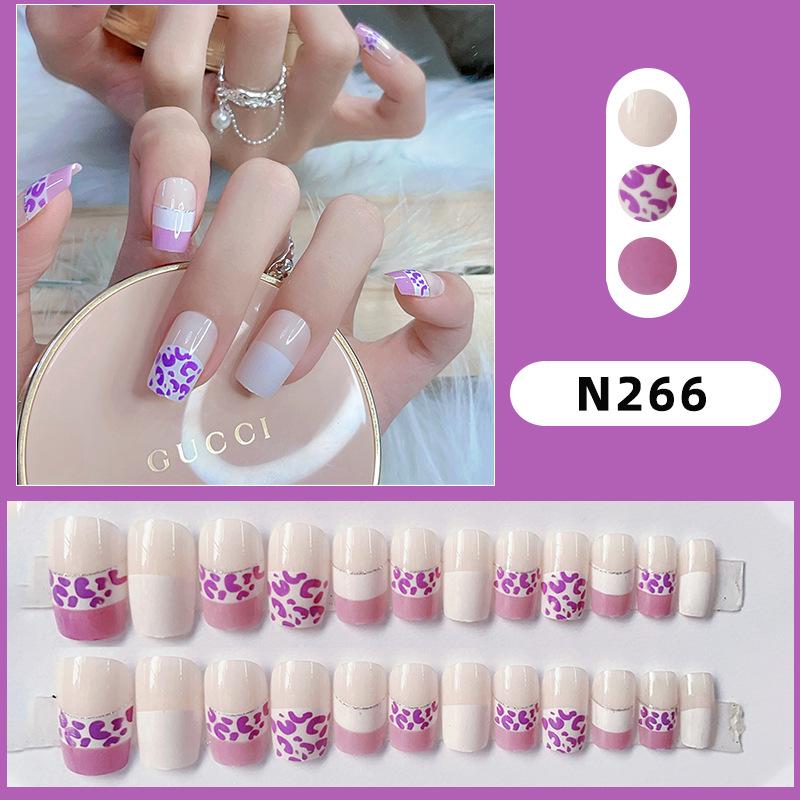 

Purple Leopard Print Medium-Long Removable Fake Nails