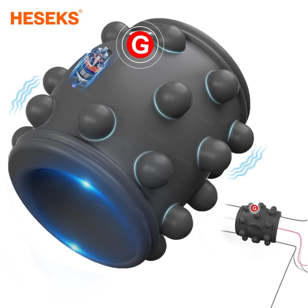 HESEKS Anneau vibrant pour pénis pour couples Stimulation du plaisir masculin Retard de l'éjaculation Manchon pénien Vibrateur Jouets sexuels pour adultes pour hommes