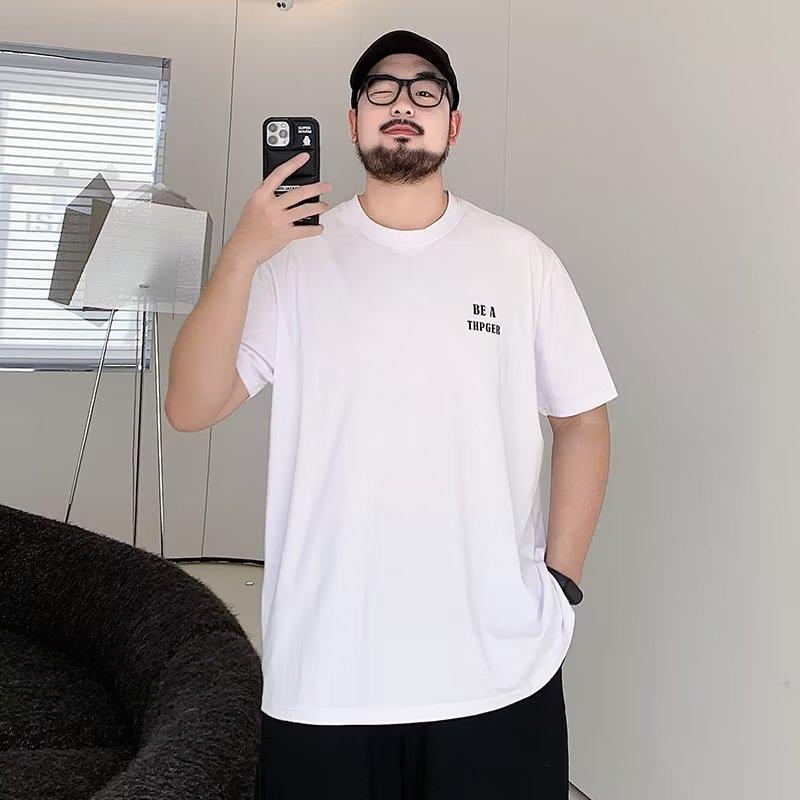 

Летняя новая хлопковая мужская футболка большого размера с короткими рукавами и круглым вырезом с буквенным принтом 8XL