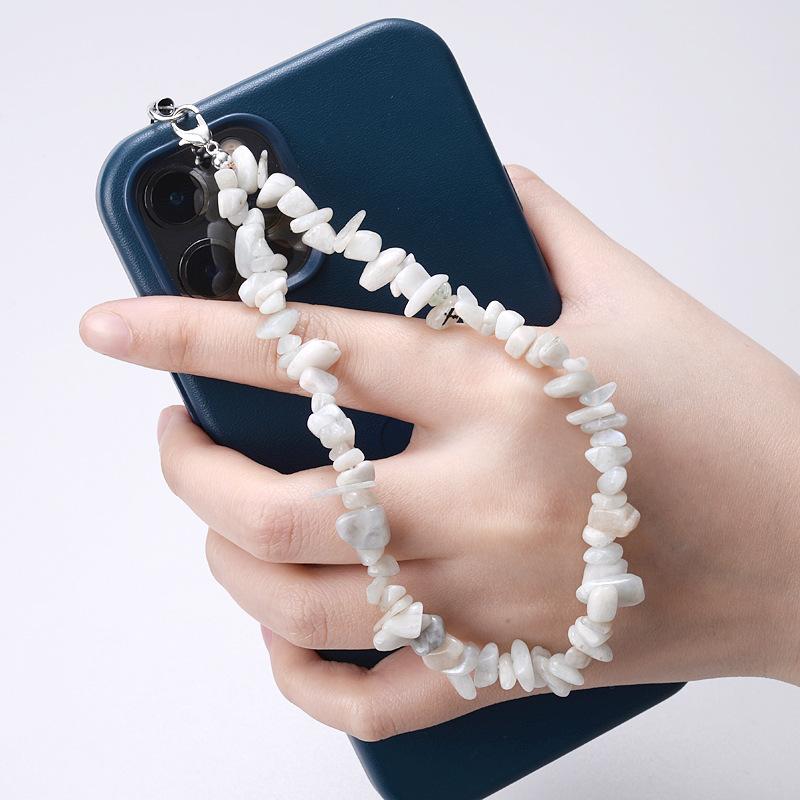 Creative Gravel Stone Mobile Phone Chain Women Girls Natural Bead Anti-Lost Fashion Jewelry Cellphone Strap Lanyard Hanging