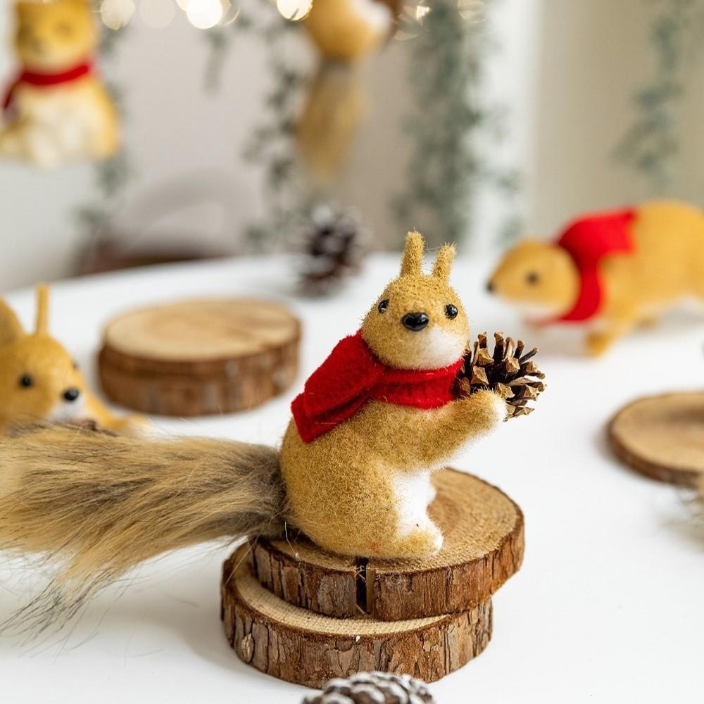 Cute Foam Christmas Squirrel Ornament Artificial Simulated Craft Foam Table Decor Simulated Squirrel Craft Holiday Season