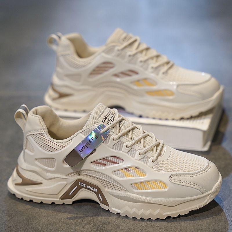 Summer Men's Shoes New Breathable Mesh Men's Sports Shoes Men's Trend Versatile Platform Casual Running Dad Shoes