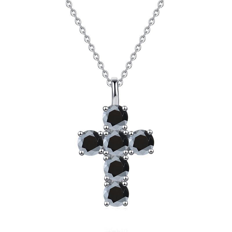 European Hot-Selling 3 Carat Moissanite Cross Necklace with White Gold-Plated Copper O-Chain