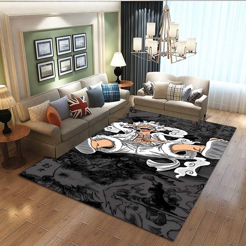 3D printed ONE PIECE cartoon cute rug, suitable for living room, bedroom, table, kitchen doorway, children's non-slip floor mat,