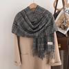 Pink Plaid Scarf for Girls' Autumn and Winter High-end Sense New Korean Version Versatile Thickened Warm Neck Scarf