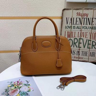 Bowling Bag Women's Bag New Item Top Layer Cowhide Lychee Patterned Shell Bag Genuine Leather Women's Bag