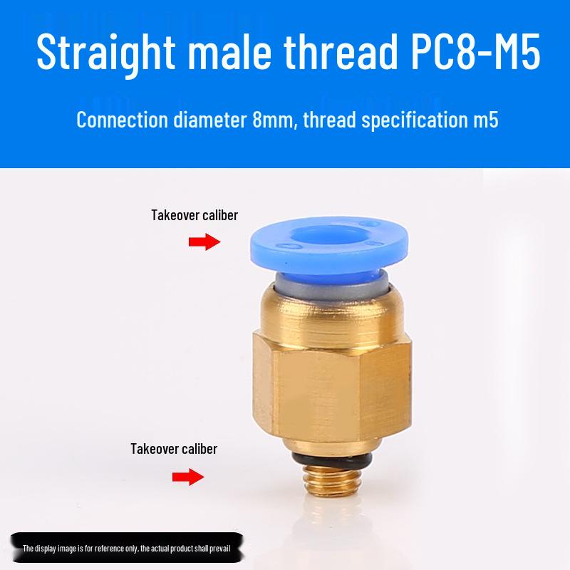 Luftröhre Pneumatischer Schnellverbinder PC8-02, Kupfer Außengewinde, Gerader Schnellsteckverbinder PC10-03/12-04.