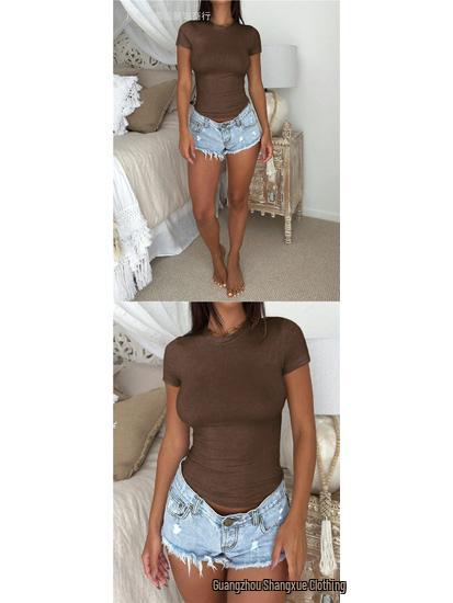 Women's Solid Color Slimming Short-Sleeve T-shirt - YK Style Spring/Summer Collection