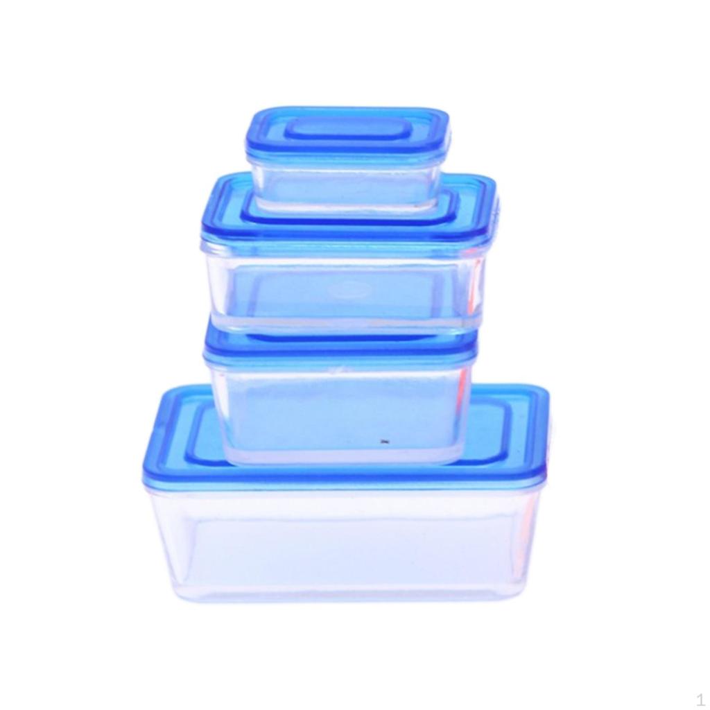 4 Pieces Dollhouse Bento Lunch Boxes 1/12 Box Refrigerator Fresh Keeping Decoration