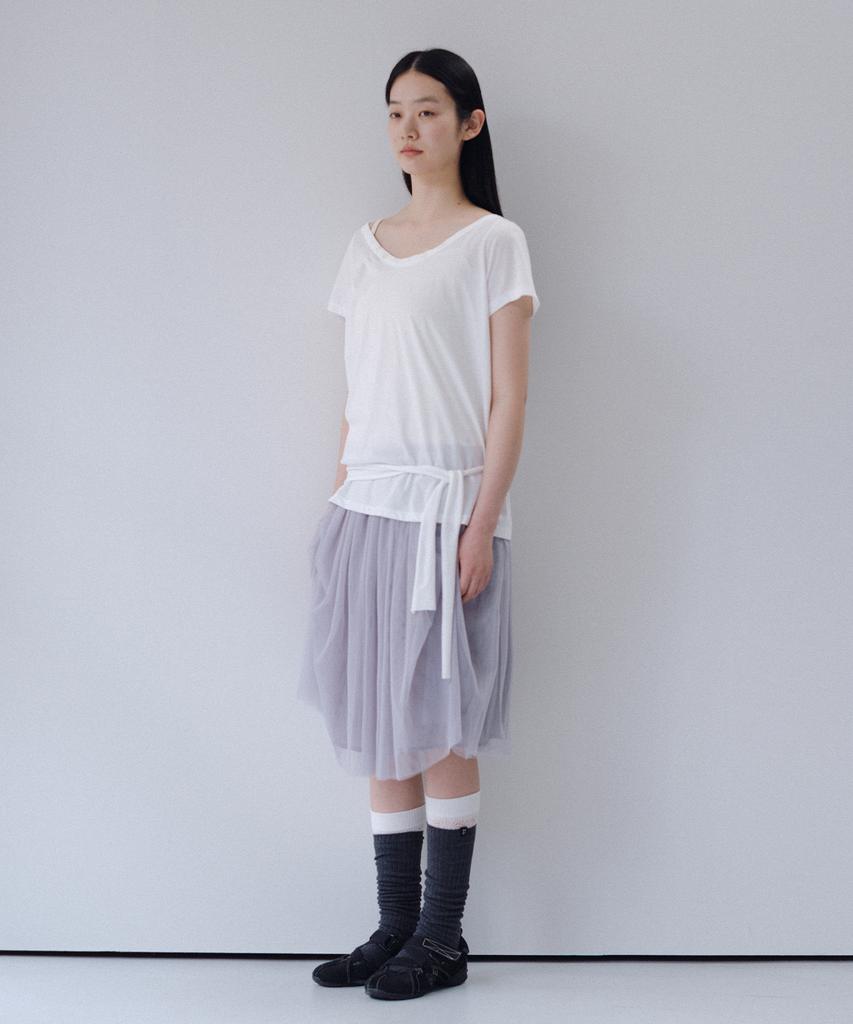 Ohesio Sheer Drape Banding Skirt, Gray
