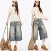 American trendy brand star seven-point jeans men's new summer straight couple pants casual shorts women
