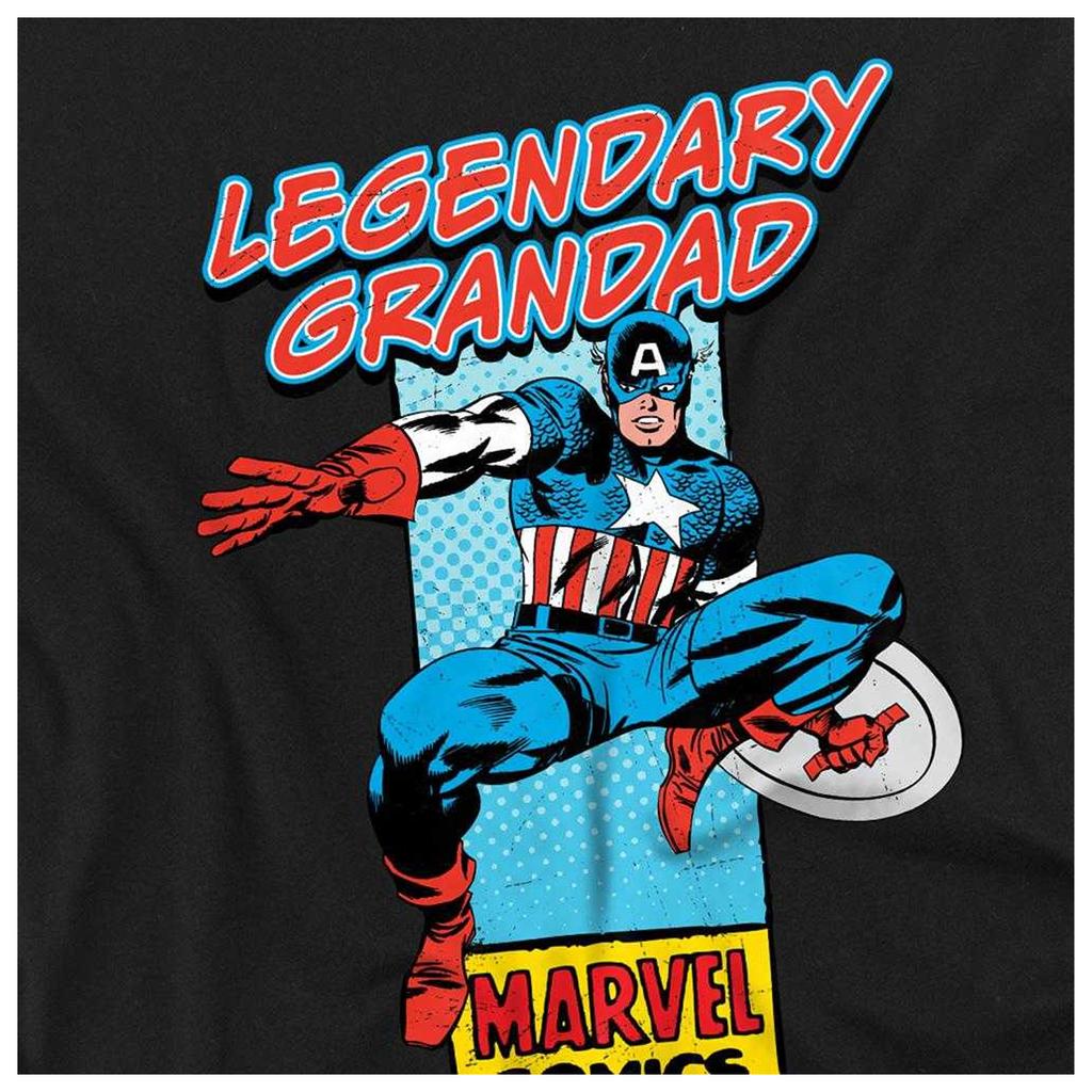 Marvel Comics Men's Legendary Grandad Captain America Corner Box T-Shirt