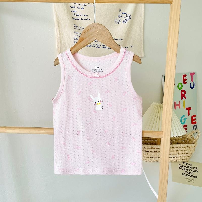 Boys pure cotton vest summer children's mesh hurdle girl baby sling little boy summer middle and older children's vest