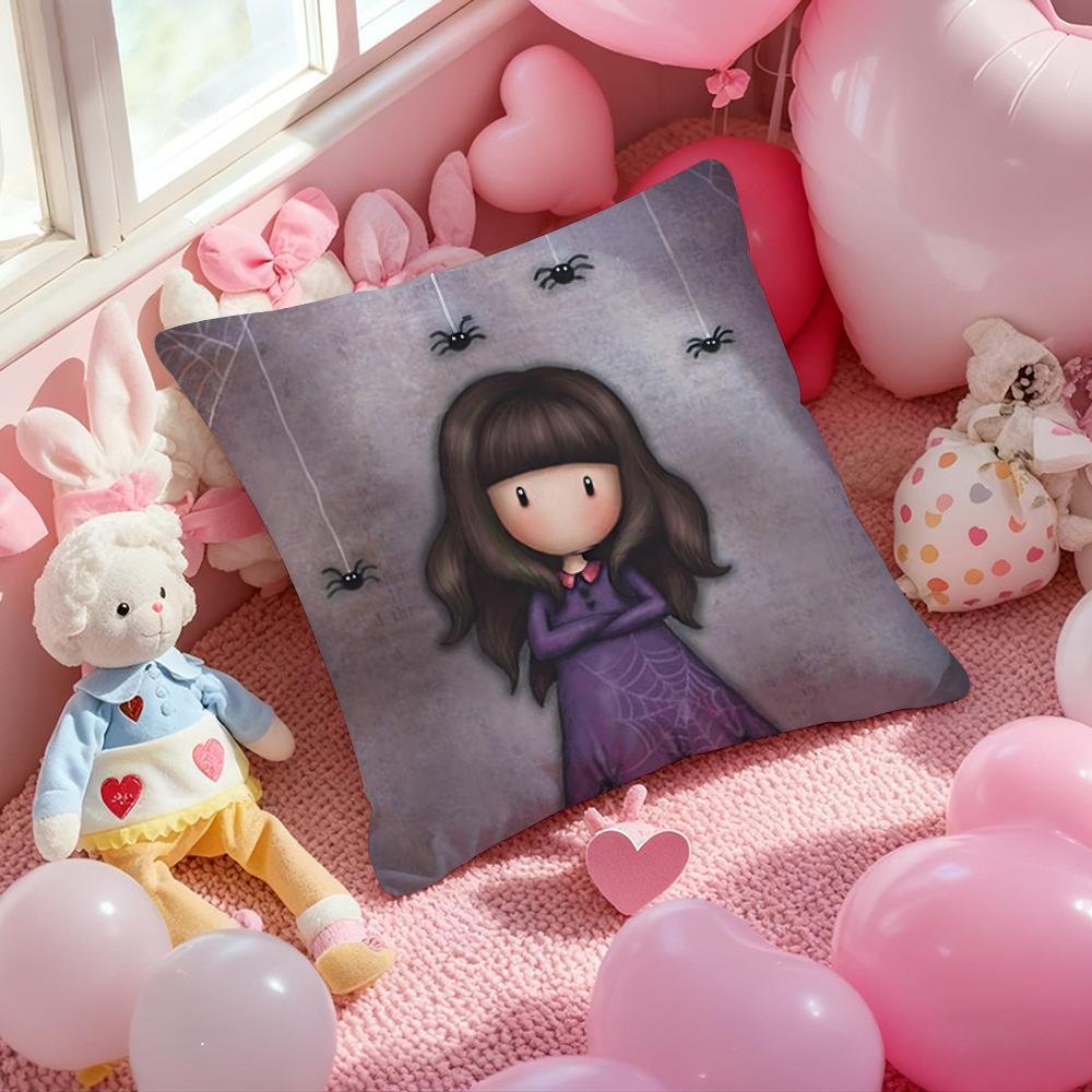 S-Santoro Gorjuss Cartoon Cushion Cover Pattern Printed Pillowcase for Living Room Sofa Cushion Cover & Bedroom Decor