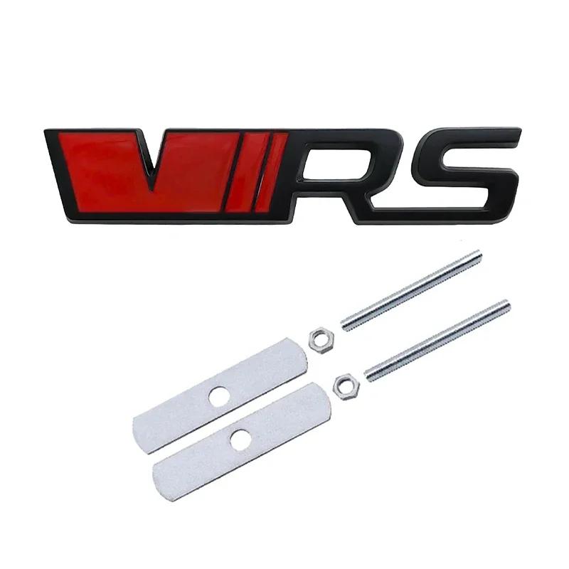 AES1 Alloy Car Front Grille Badge Rear Trunk Sticker Emblem for Skoda VRS Logo Kodiaq Karoq Tour RS Superb Octavia Yeti Fabia Rapid