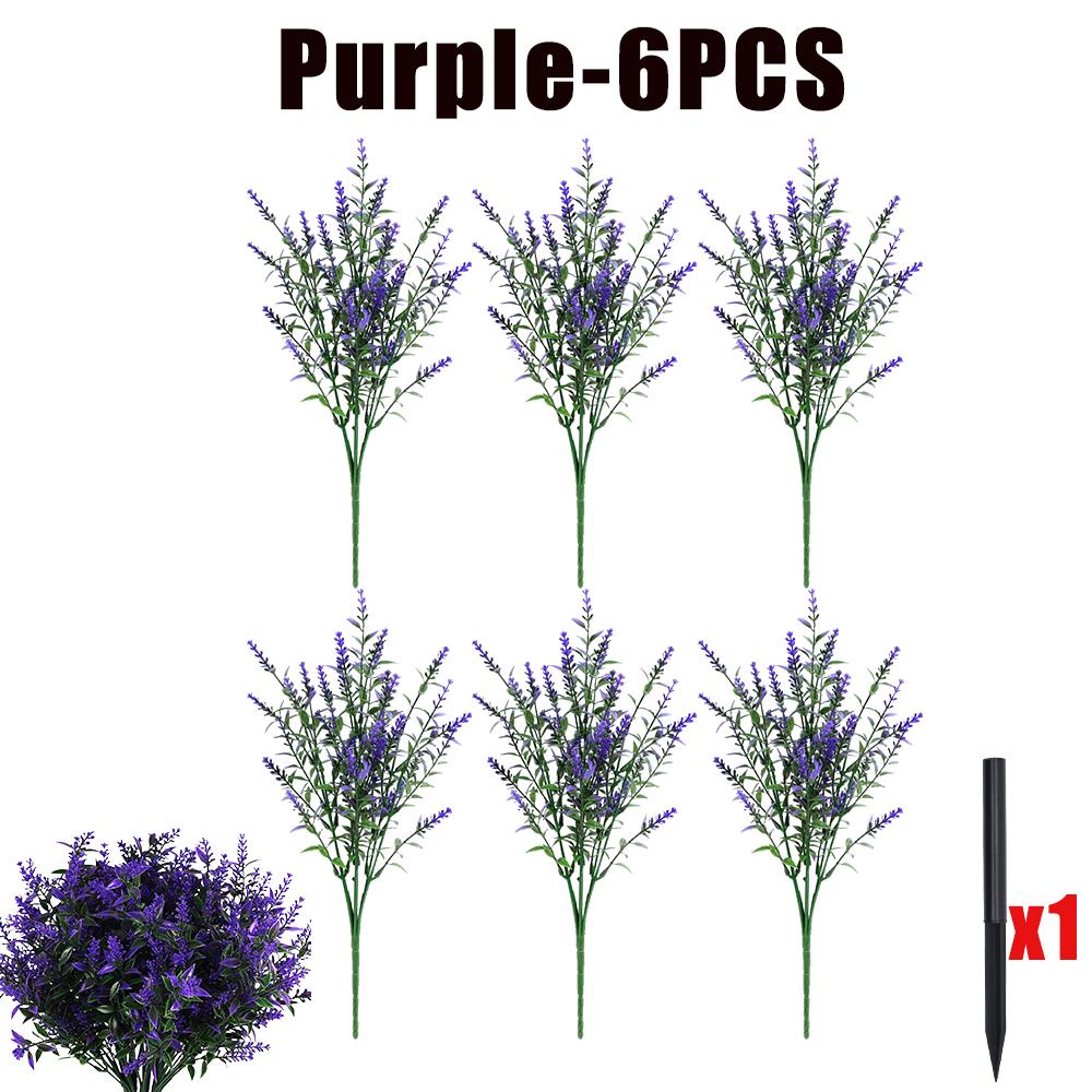 6-18PCS Bundles Artificial Lavender Flowers Outdoor Flowers Uv Resistant Artificial Plants Fake Shrubs Flowers Greenery Bushes