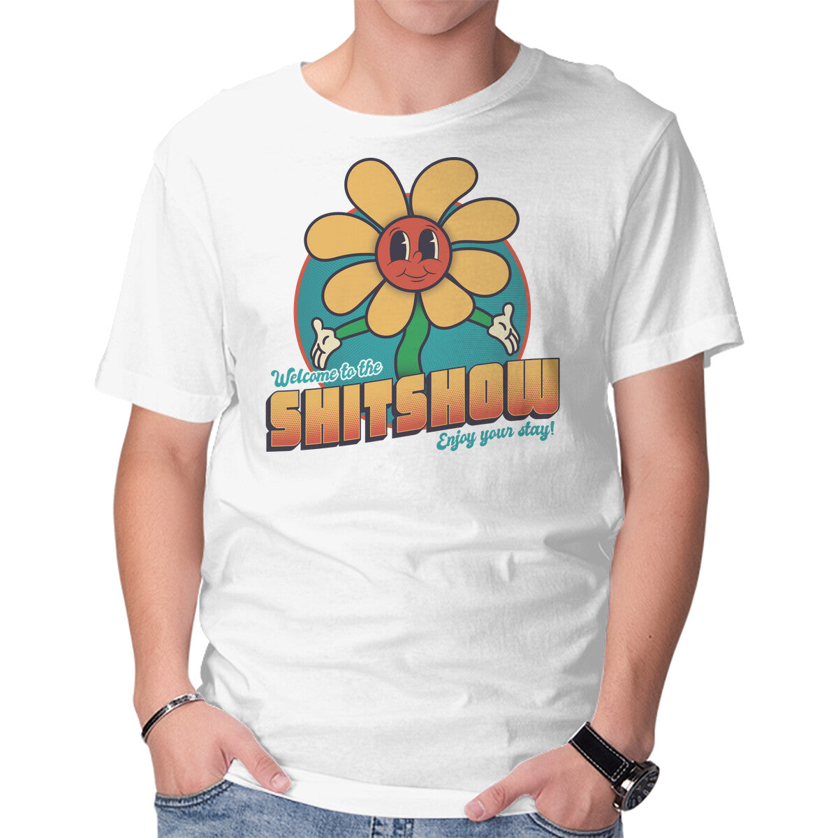 Unisex Crew Neck T-Shirt Welcome To The Shitshow! Graphic Short Sleeve Casual Tee S