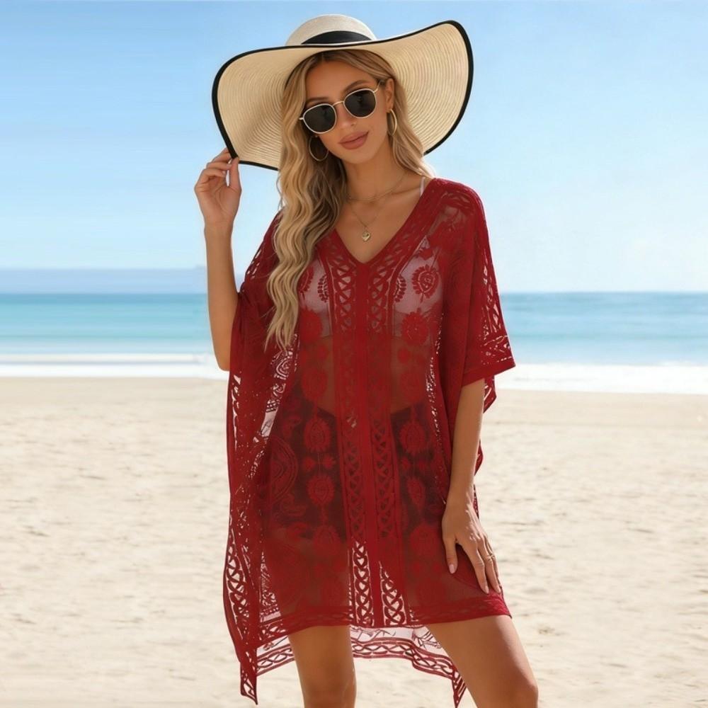Floral Bohemian Shawl Plus Size Swimsuit Cover Up Breathable Sunscreen Beach Cover Up Vacation