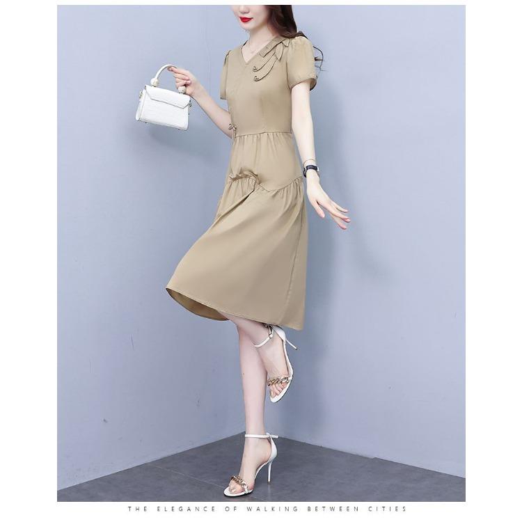 Vestido de Verão Elegante e da Moda para Mulheres Cintura Fina Design de Alta Qualidade Comprimento Midi Estiloso Disfarça a Barriga