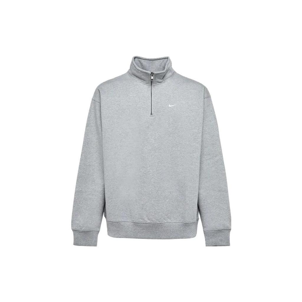 Nike Jednobarevná mikina s vysokým límcem na zip, ležérní s logem, s dlouhým rukávem, pánská mikina, šedá DQ5209-051