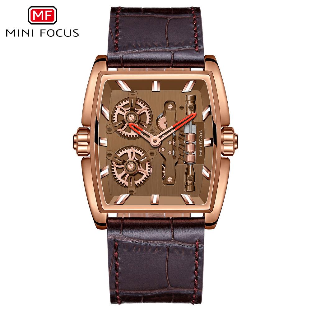 Watch Barrel Type Case Electromechanical Bicycle Men's Watch Genuine Leather Strap Men's Watch