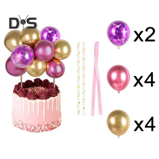 10 Pcs 4 Inch Balloons Cake Topper Happy Birthday Mini Balls Cake Topper DIY Baking Decoration for Anniversary Birthday Party Baby Shower Decor