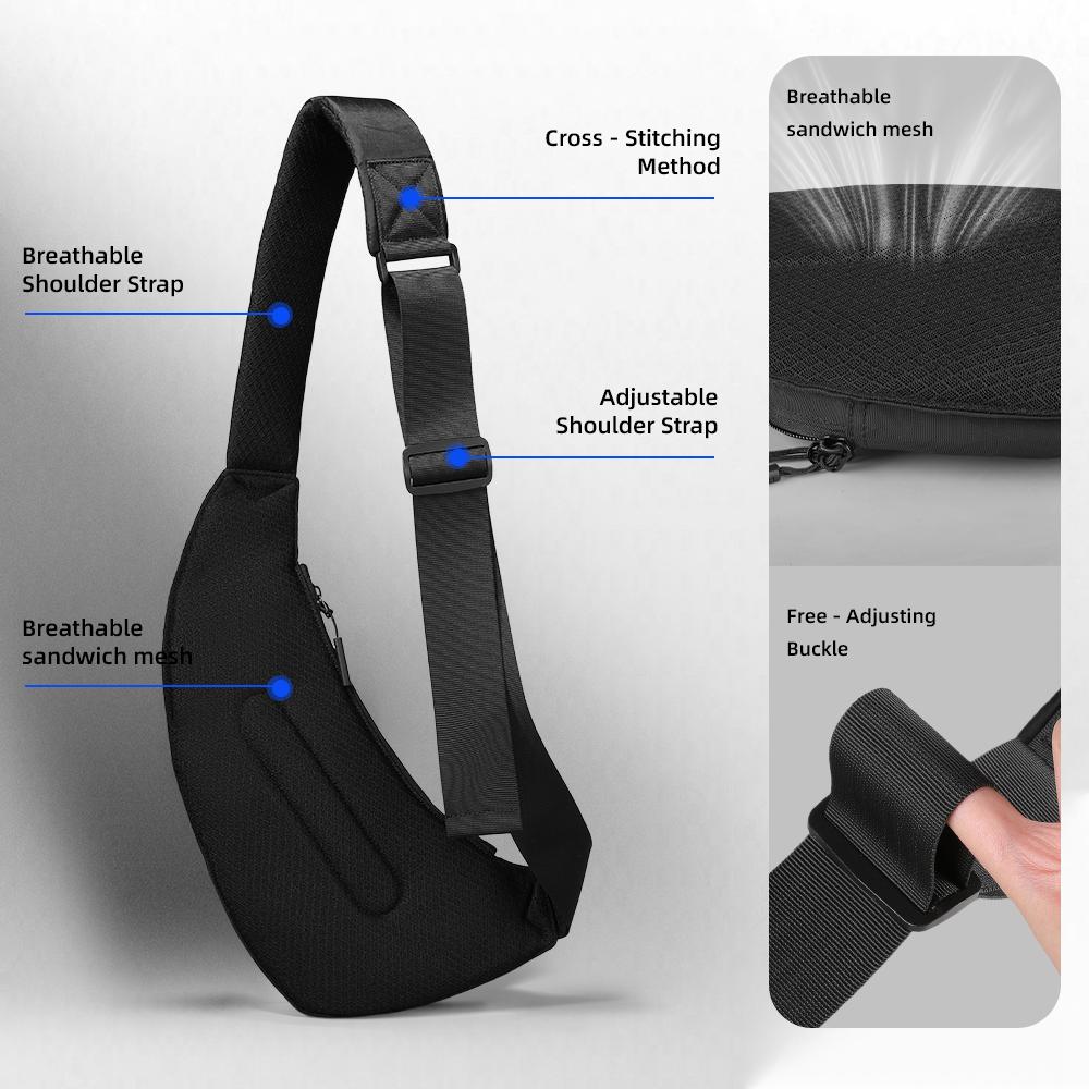 Heroic Knight Sling Bag For Men Lightweight Waterproof X-Pac Fabric Chest Shoulder Bag Outdoor Crossbody Bags Casual Travel Daypack