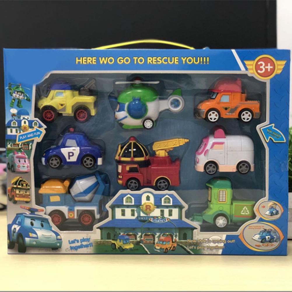 8PCS Taiwan Vente Chaude POLI Déformé Robocar Poli P5 Pull Back Car Des Jouets