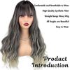 Wavy Long Curly Hair Wig with Bangs - Breathable Natural Look