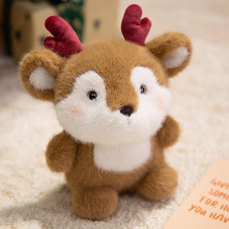 Cartoon Cute Little Bear Chicken Elk Table with Doll Plush Toys Children's Day Birthday Gift Doll Rag Doll