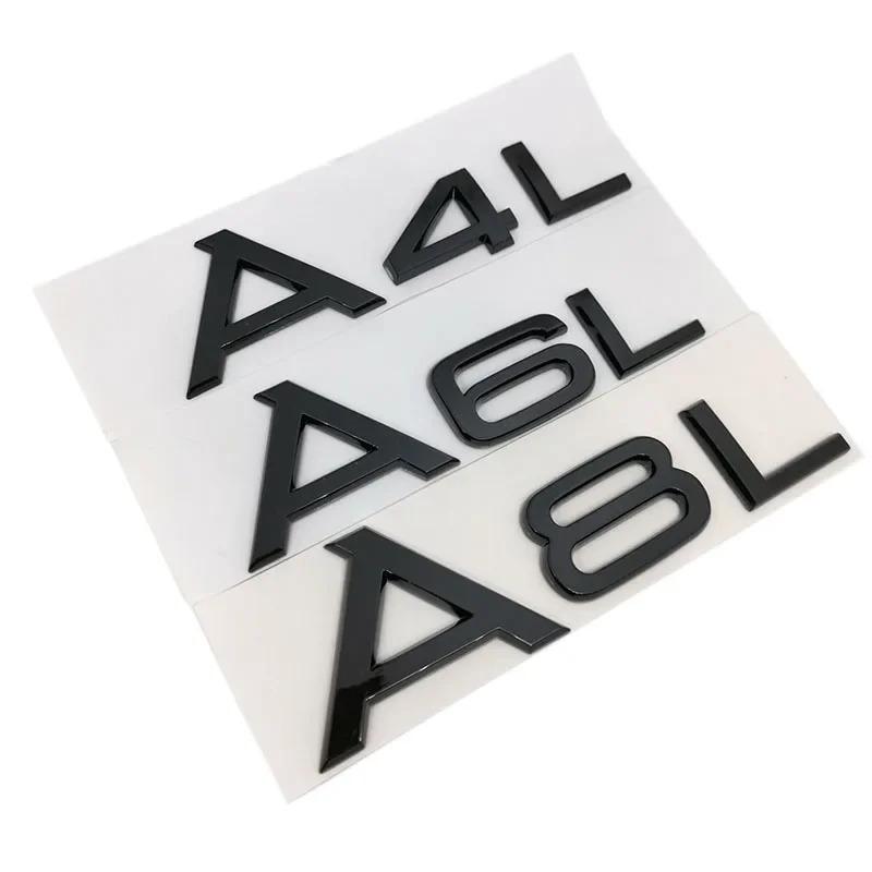 For Audi RS3 Letter Number Chrome Emblem for Audi Car Trunk Discharge Capacity Badge Sticker 1.8T 2.0T 3.0T 3.2 3.6 4.2 A3 A5 A7 A4L A6L A8L