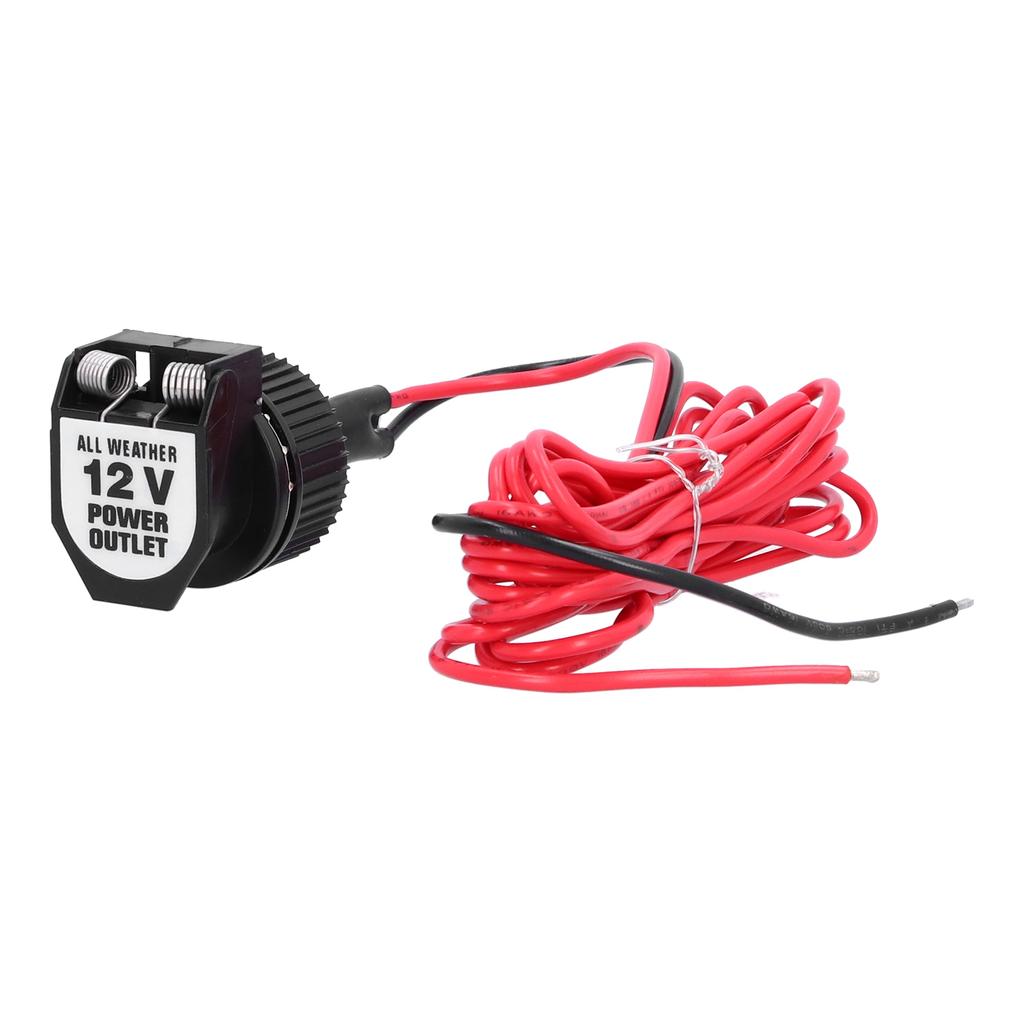 12V Car Cigarette Lighter Socket Adapter ID 21mm 0.8in Black with Spring Cover for Motorcycles Boats