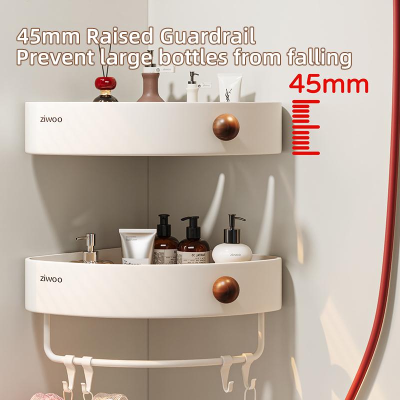 Milky White Bathroom Shelf, No-drill, for Sink, Toilet, Shower Room Wall Storage, Corner Organizer