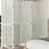 Vidaxl Room Divider, 5-Panel, White, Solid Paulownia Wood