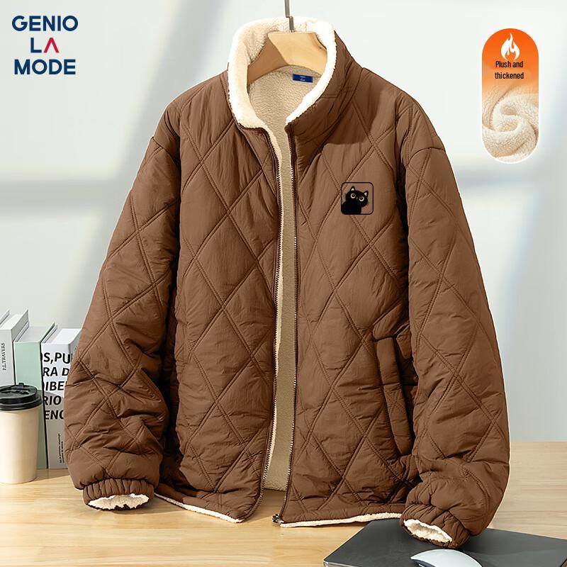 

GENIOLAMODE Men s Winter Plush Thickened Stand Collar Jacket 3XL